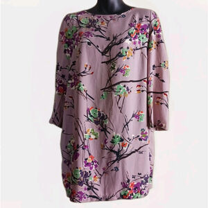 Darling Floral Tunic Dress Purple Green Orange Medium